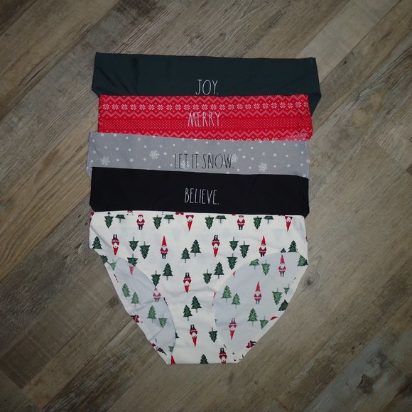 Rae Dunn* Women's‎ 5PK Jester RD Fair Isle Holiday Bikini Briefs~ Size Large - Picture 2 of 9